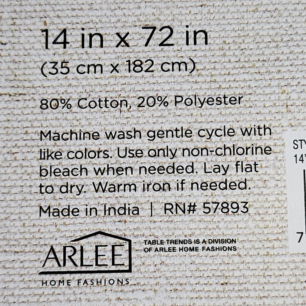 ARLEE Table‎ Runner Naples 14x72 inch
